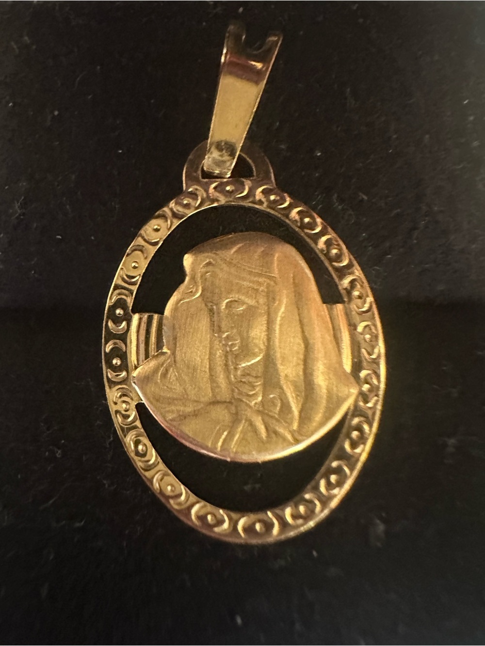 Gold Virgin Mary Oval Pendant Necklace